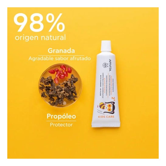 Apivita Bambini 2 + per bambini crema al gusto di frutta dentale con melograno e Pr Apivita Bambini 2 + per bambini crema al gusto di frutta dentale con melograno e Pr