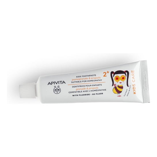 Apivita Bambini 2 + per bambini crema al gusto di frutta dentale con melograno e Pr