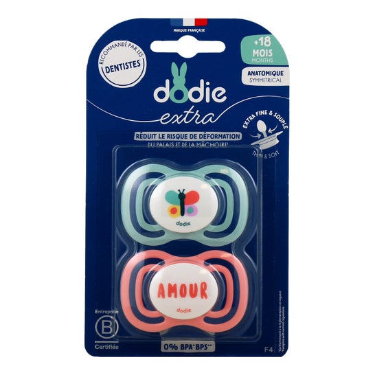 Dodie Extra Chupete Anatómico +18M F4 Fino Rosa 2 uds