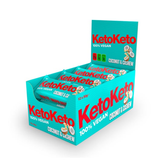 Keto Keto Pack veganistische kokosnoot en cashewnoten repen 12x50g