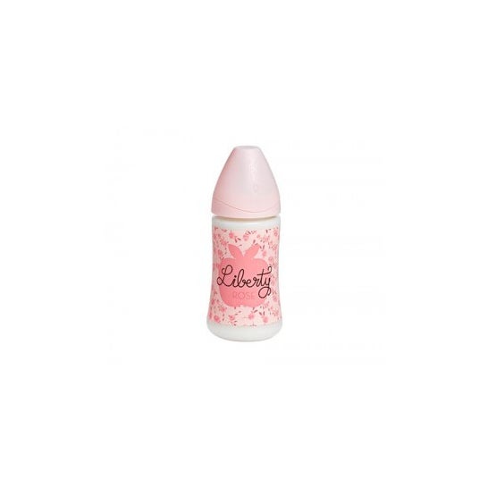 Suavinex Biberón Liberty Boca Ancha Látex 3P +0m Rosa 270 ml 1 ud