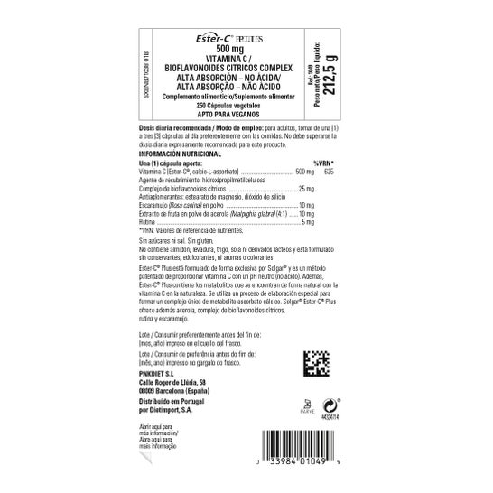 Solgar Ester-C Plus Vitamina C 500 mg 250vcaps
