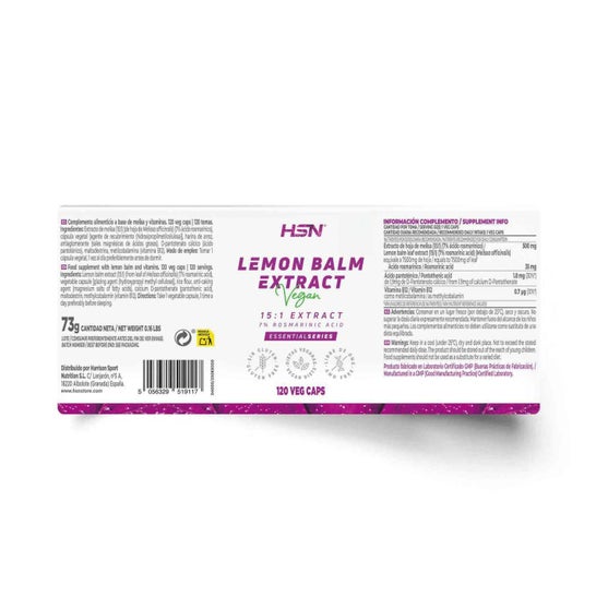 HSN Extracto de Melisa 15:1 500 mg 120 vcaps