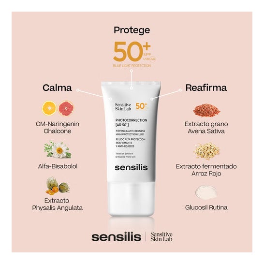 Sensilis Photocorrection [AR 50+] Fluido Reafirmante Anti-Rojeces SPF50+ 2x40 ml
