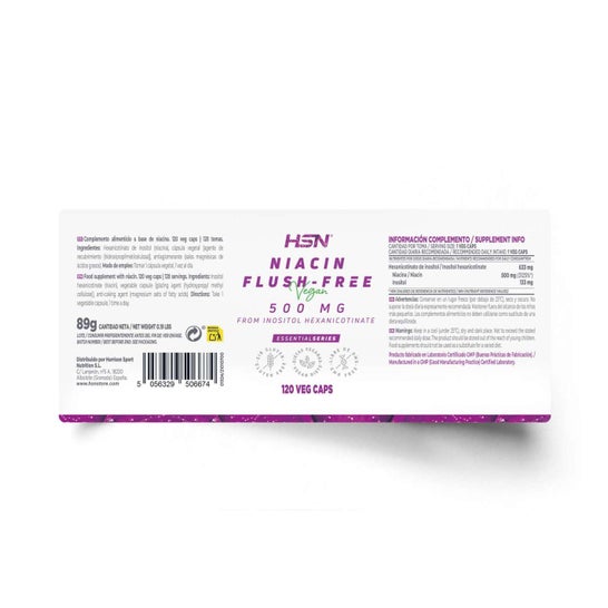 HSN Niacina Vitamina B3 Flush-Free 500 mg 120 vcaps