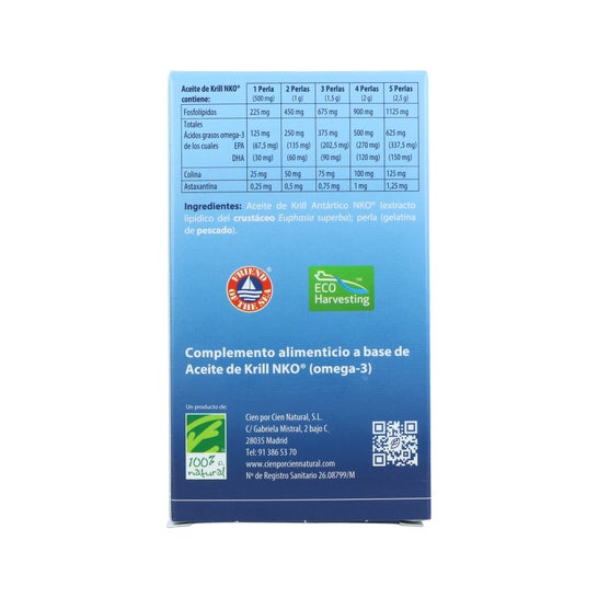 100% Natural Aceite de Krill Nko 40 caps de 500 mg
