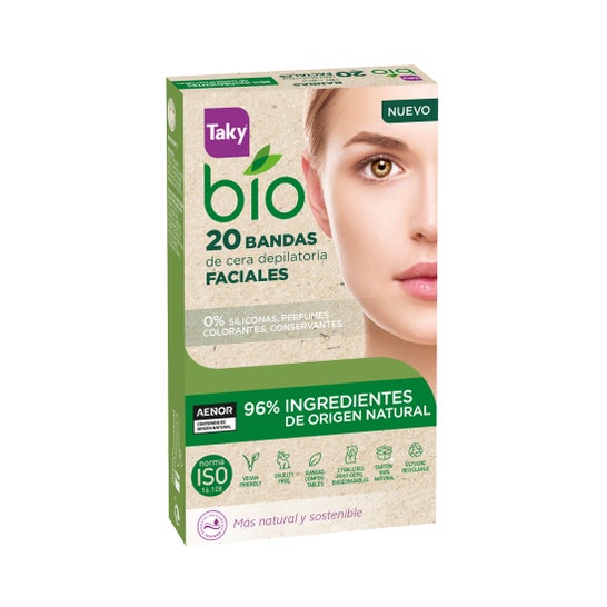 Taky Bio Natural 0% Bandas de Cera Faciales Depilatorias 20 uds