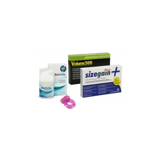 Sizegain Plus 30 Tabletten + Volumen 500 30càps + Provirilia 50ml +  Vibrations-Ring-Geschenk