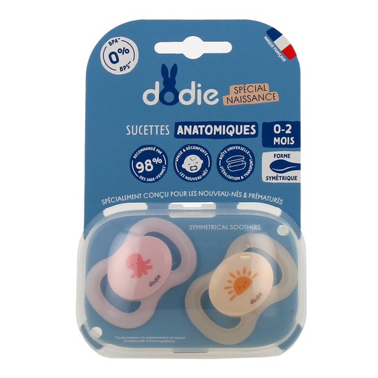 Dodie Anatomical Silicone Soother 0-2M Little Octopus 2 pieces