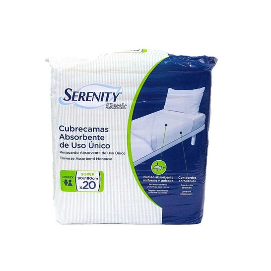 Serenity Classic Cubrecamas Absorbente de Uso Único 90x180 Super 20uds