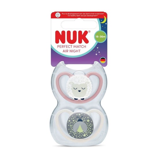 NUK Perfect Match Air Night Fopspeen Schaap 18-36M 2 stuks
