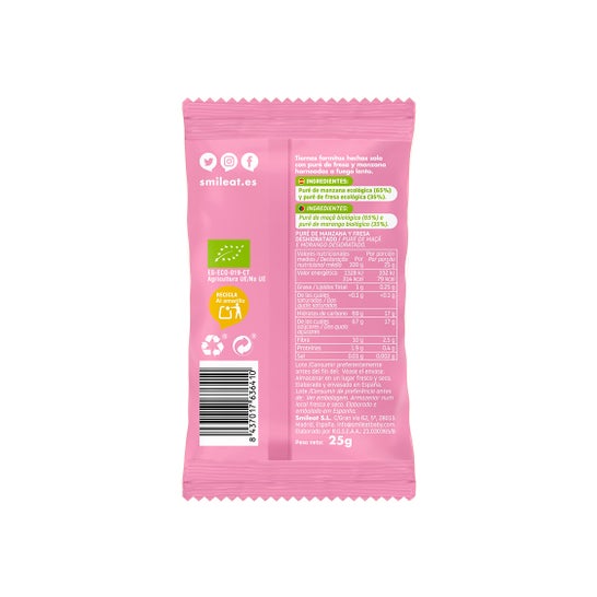 Smileat Triboo Snack Ecológico de Fresa y Manzana 25 g