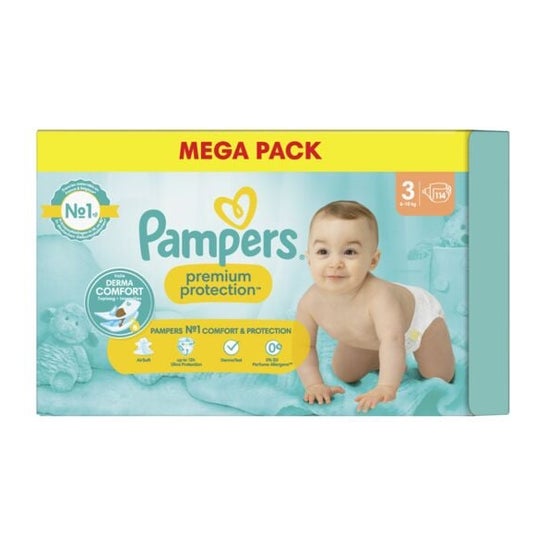 Pampers Premium Protection Pañales Bebé Talla 3 6-10kg 114uds