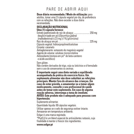 Solgar Regaliz Desglicirrizado Extracto de Raíz 60vcaps