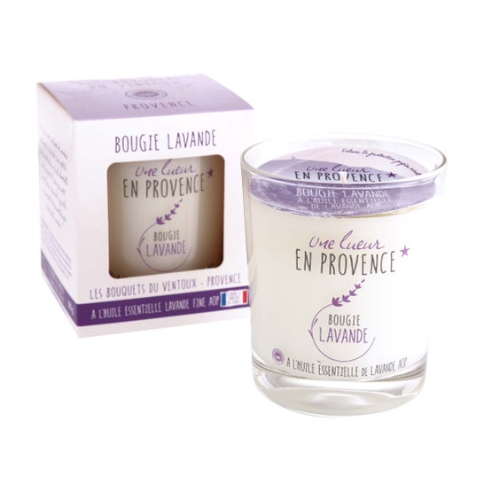 Les Bouquets du Ventoux Lavendelkerze mit ätherischem Lavendelöl PDO 80gr