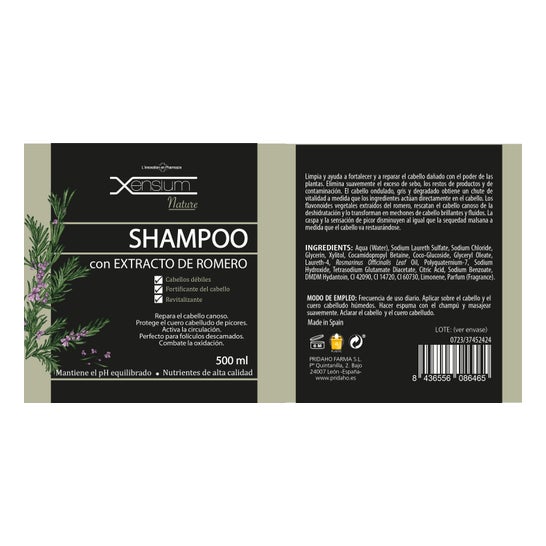Xensium Nature Champú con Extracto de Romero 500ml