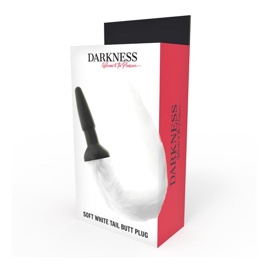 Darkness Bondage Anal Plug Silicone with Tail White 1pc