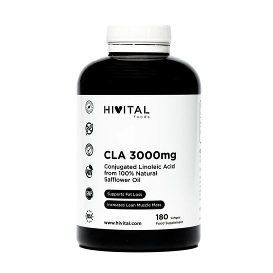 Hivital Foods CLA Acido Linoleico Coniugato 3000 mg per dose 180 perle di olio vegetale di cartamo (2 mesi)