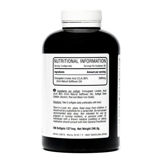 Hivital Foods CLA Ácido Linoleico Conjugado 3000 mg por dosis 180 Perlas de Aceite Vegetal de Cártamo (2 meses)