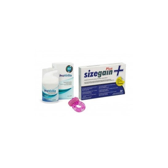 Sizegain Plus 30 Tabletten + Provirilia 50ml + Vibrations-Ring-Geschenk