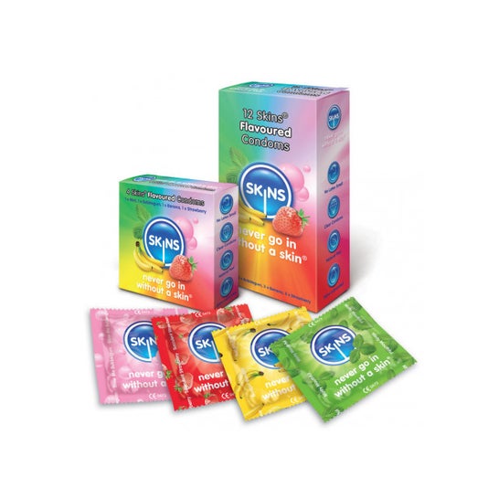 Skins kondomer forskellige smagsvarianter 12 stk
