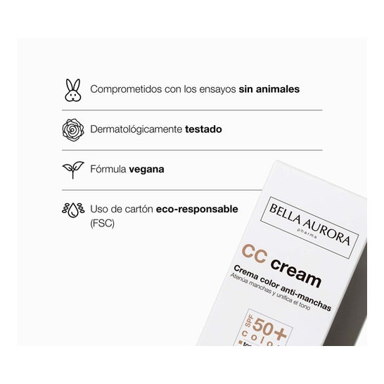 Bella Aurora CC Cream Anti-Manchas SPF50+ Piel Sensible 30ml