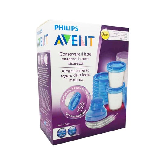Avent Recipientes para Leche Materna 5 X180 ml + 5 Tapas