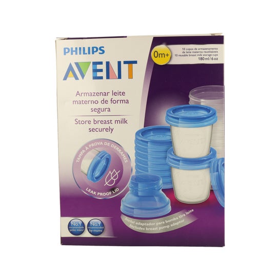 Avent Recipientes para Leche Materna 5 X180 ml + 5 Tapas