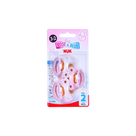 Nuk anatomical latex pacifier T2 pink 3 uts