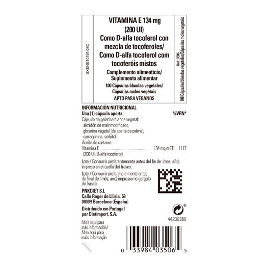 Solgar Vitamina E 200 UI 134 mg 100 perlas vegetales
