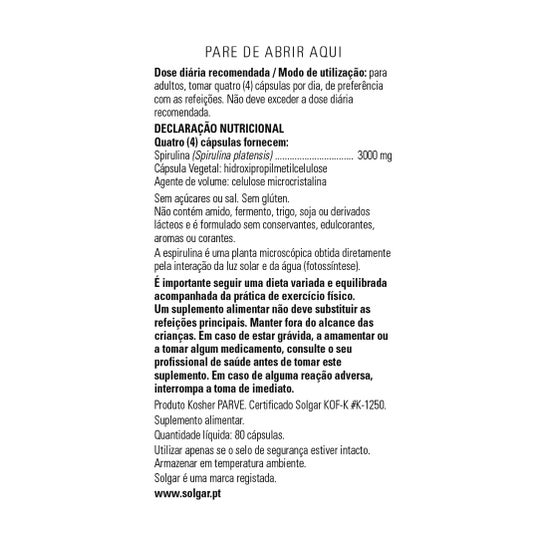 Solgar Espirulina 750 mg 80vcaps