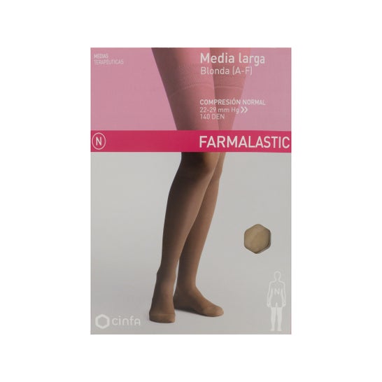Farmalastic calza lunga pizzo (A-F) compressione normale T-reina più beige 1ud
