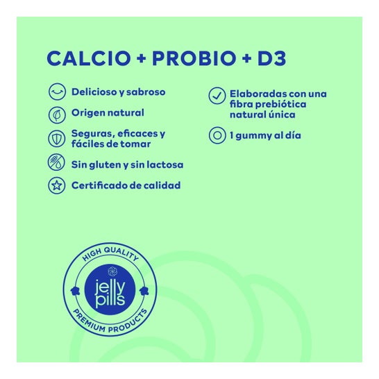 Jelly Pills® Essentials Kids Calcio + Probio + D3 Gummies 70uds