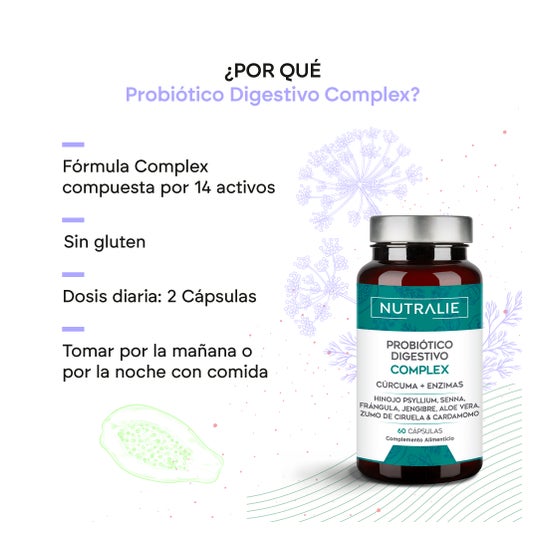 Nutralie Probiótico Digestivo Complex Cúrcuma + Enzimas Digestivas 60 caps