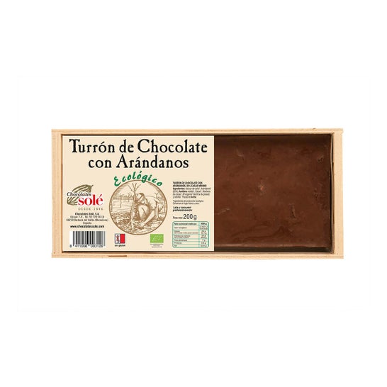 Chocolates Sole Turron de Chocolate con Arandanos Bio 200g