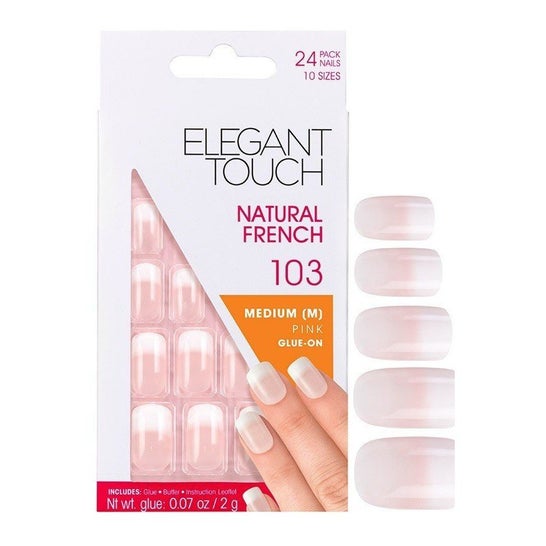 Elegant Touch Natural French Kit Uñas Adhesivas 103 Medium Pink