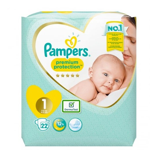 Couche Pampers Premium protection New Baby T1 2 à 5 kg - 1 carton