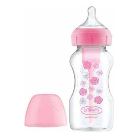 Dr Brown's Baby Bottle Natural Silicone Flow Rosa Flores 270ml 1 Unit