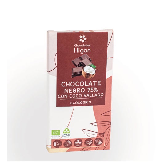 Chocolates Higón Chocolate Negro 75% Coco Rallado Eco 100g