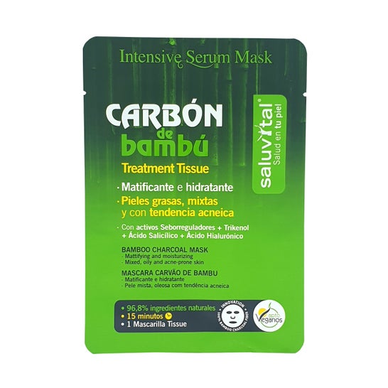 Saluvital Bamboo Carbon Tissue Mask per pelle mista 1 pz