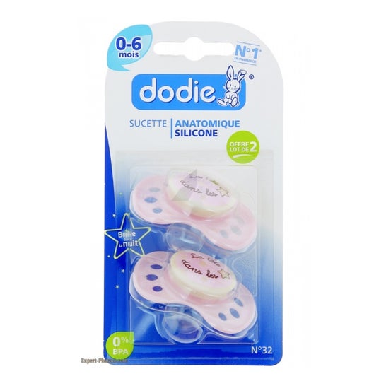 Dodie 2 sucettes anatomiques silicone 0-6 mois