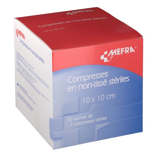Mefraa niet-geweven steriele watten 10x10cm 2x50 zakjes