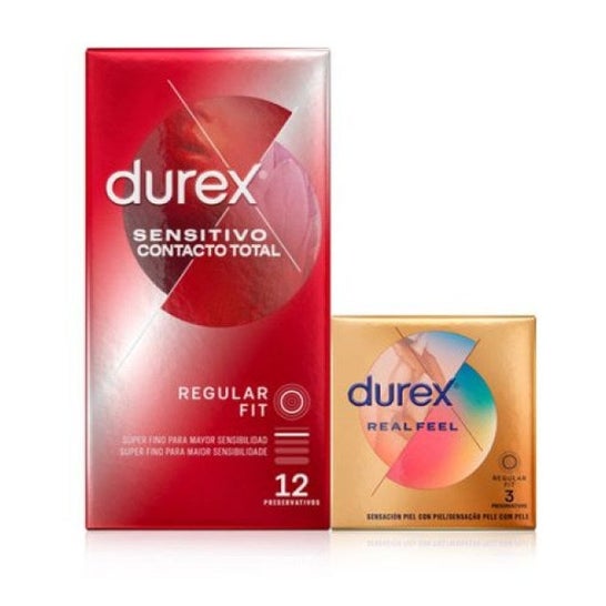 Durex Sensitivo Contacto Total 12uds + Durex Real Feel 3uds