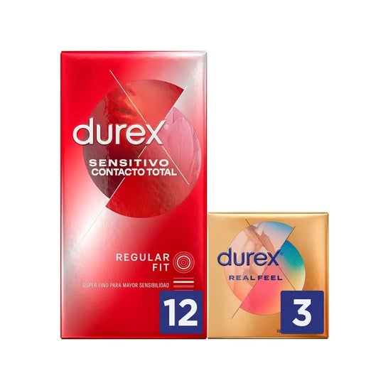Durex™ Sensitive total contact 12uts + Durex™ Real Feel 3uts Durex™ Sensitive total contact 12uts + Durex™ Real Feel 3uts