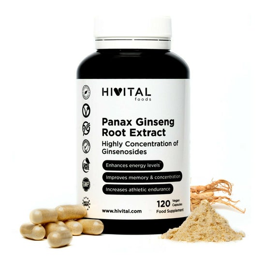 Hivital Foods Panax Ginseng 2500 mg Estratto con 50 mg di principio attivo Ginsenosidi 120 caps