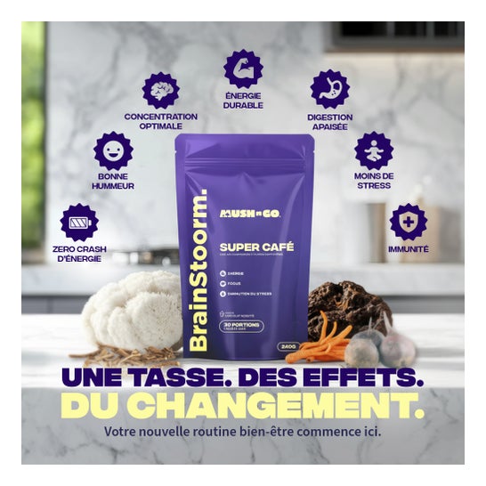 MushNGo Café Adaptógeno Brainstoorm Sabor Chocolate 240 g