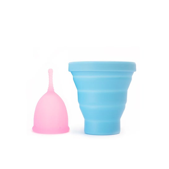 Copa Menstrual Gina Talla Grande + Vaso Esterilizador Azul