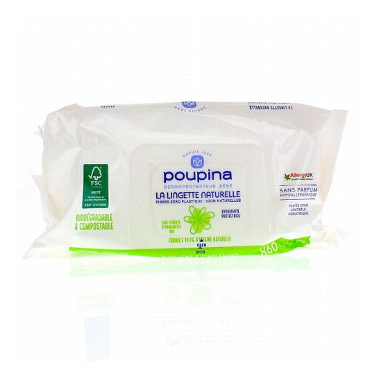 Poupina Natural Wipes 60 pieces