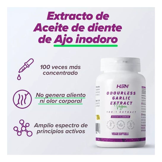 HSN Extracto de Aceite de Ajo Inodoro 100:1 10mg 120 perlas vegetales