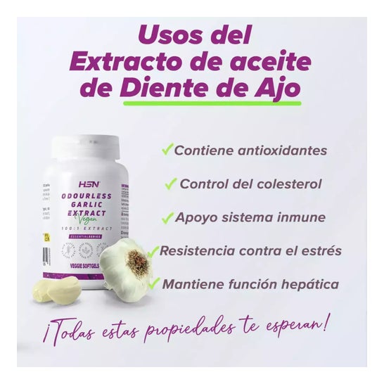 HSN Extracto de Aceite de Ajo Inodoro 100:1 10mg 120 perlas vegetales